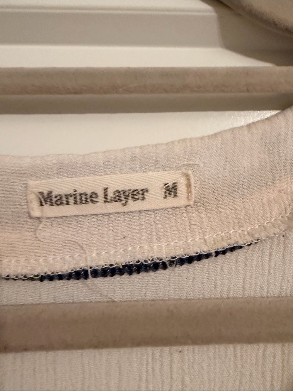 Marine Layer Cream Sleeveless Midi Dress with Navy & Coral Trim - Picture 6 of 10